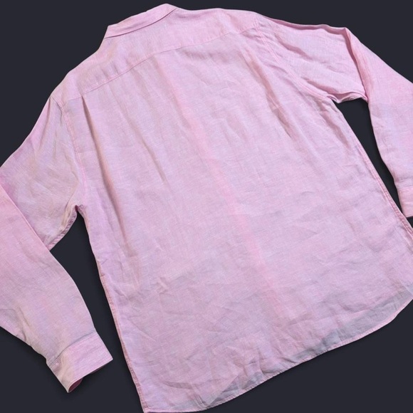 Free Line Athens 100% Linen Long Sleeve Button Down Shirt Size XL Pink Regular - Picture 5 of 8